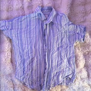 Women's Light Blue Striped Button Down Shirt